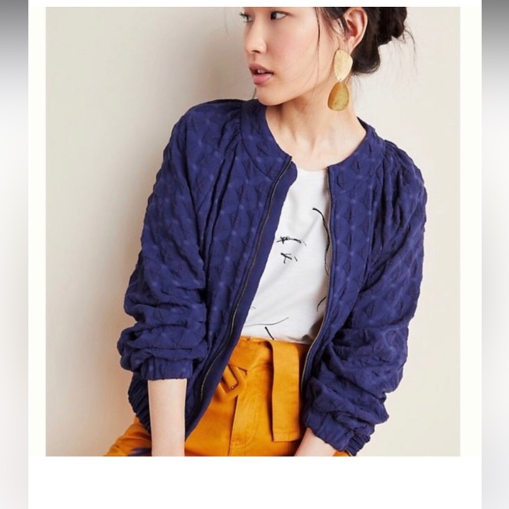 Anthropologie Blue Quilted Jacket